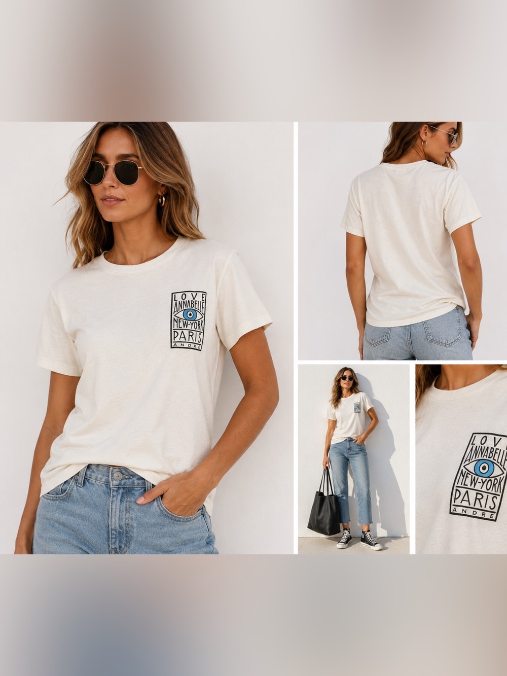 Faith Connexion Paris Annabelle Graphic T Shirt Women’s Large Off White